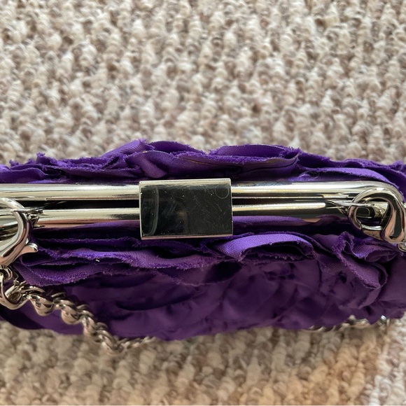 White House Black Market Purple Floral Evening Bag - Picture 7 of 14